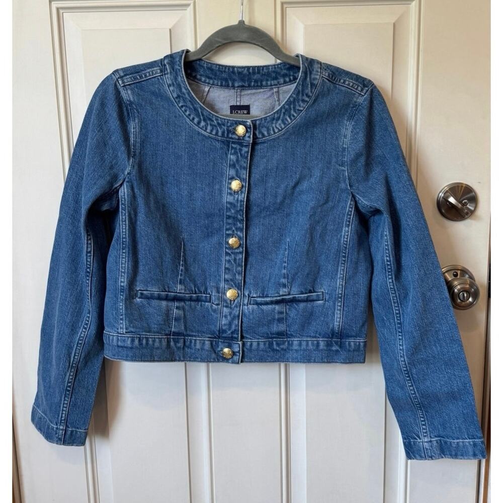 J.CREW NWT Louisa Denim Lady Jacket Size 4 Myrtle Navy Wash - Picture 2 of 8